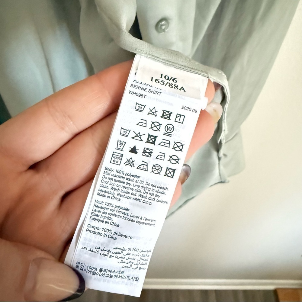 All saints women’s Bernie oversized button down shirt Sage green size 6 - Picture 5 of 7
